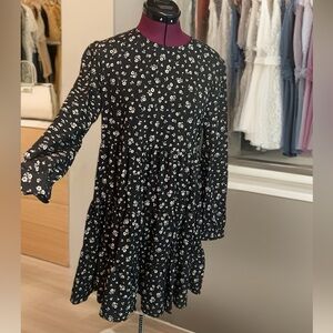 Buffalo Women’s Size Small Petite Black Botanical Floral Long Sleeve Dress New